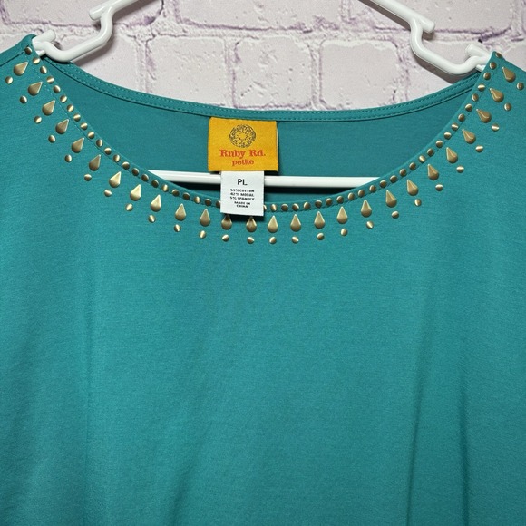 Women's Ruby Rd Green Top Size PXL - Picture 2 of 7